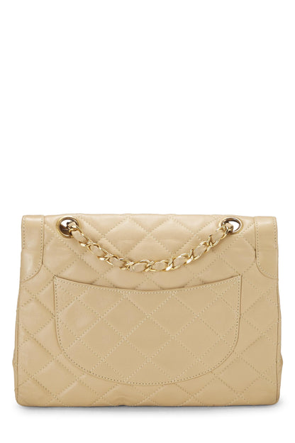 Chanel,  Beige Quilted Lambskin Paris Limited Double Flap Small, Beige