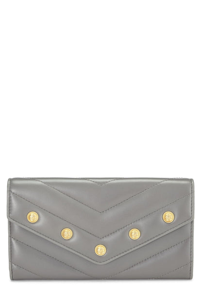 Chanel,  Grey Lambskin Chevron Stud Wallet, Grey