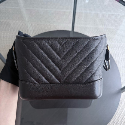 Chanel Gabrielle Small - Caviar Chevron Dark Brown Two-tone Gold Hardware Series 26