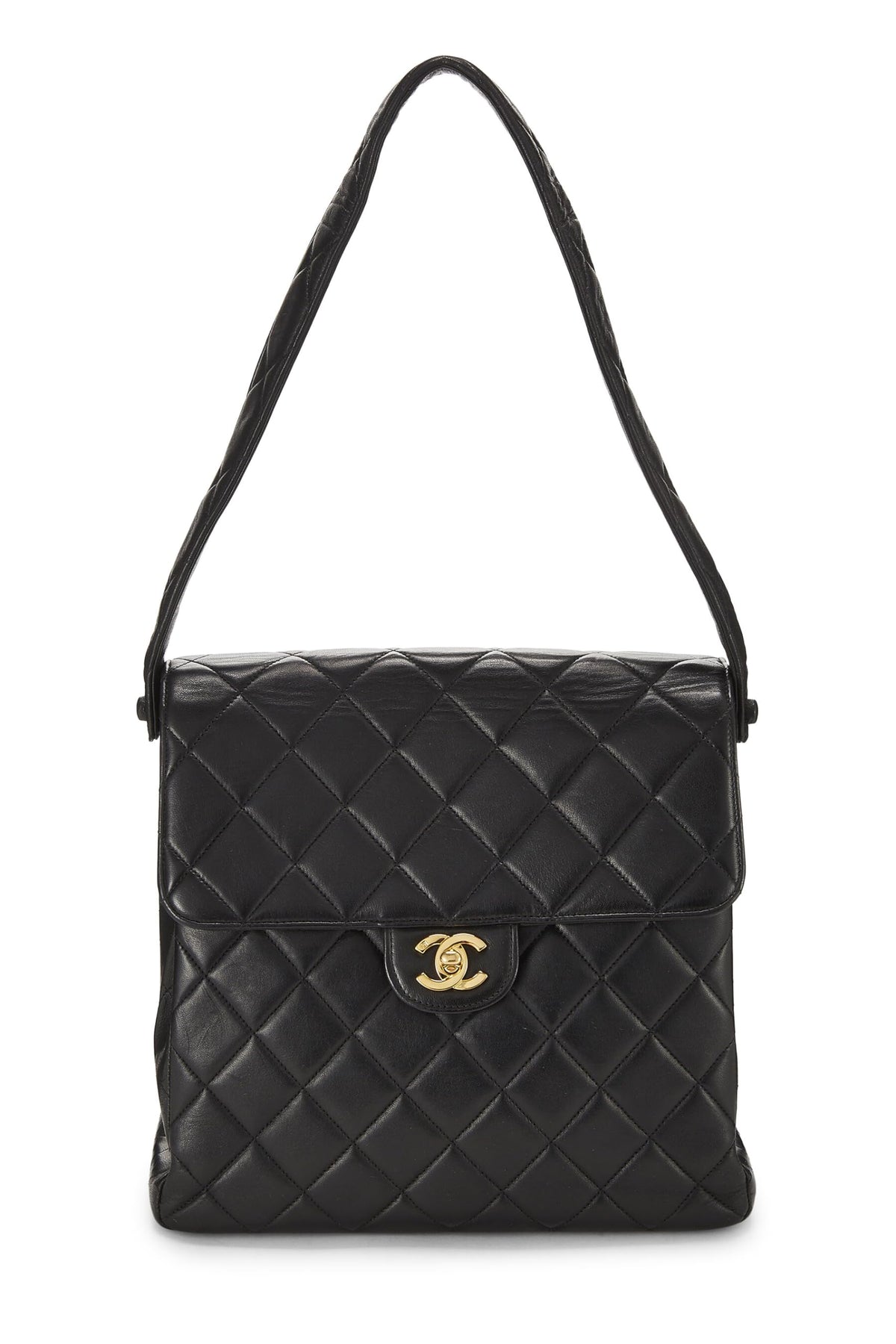 Chanel,  Black Quilted Lambskin Double Sided Flap Bag Tall, Black