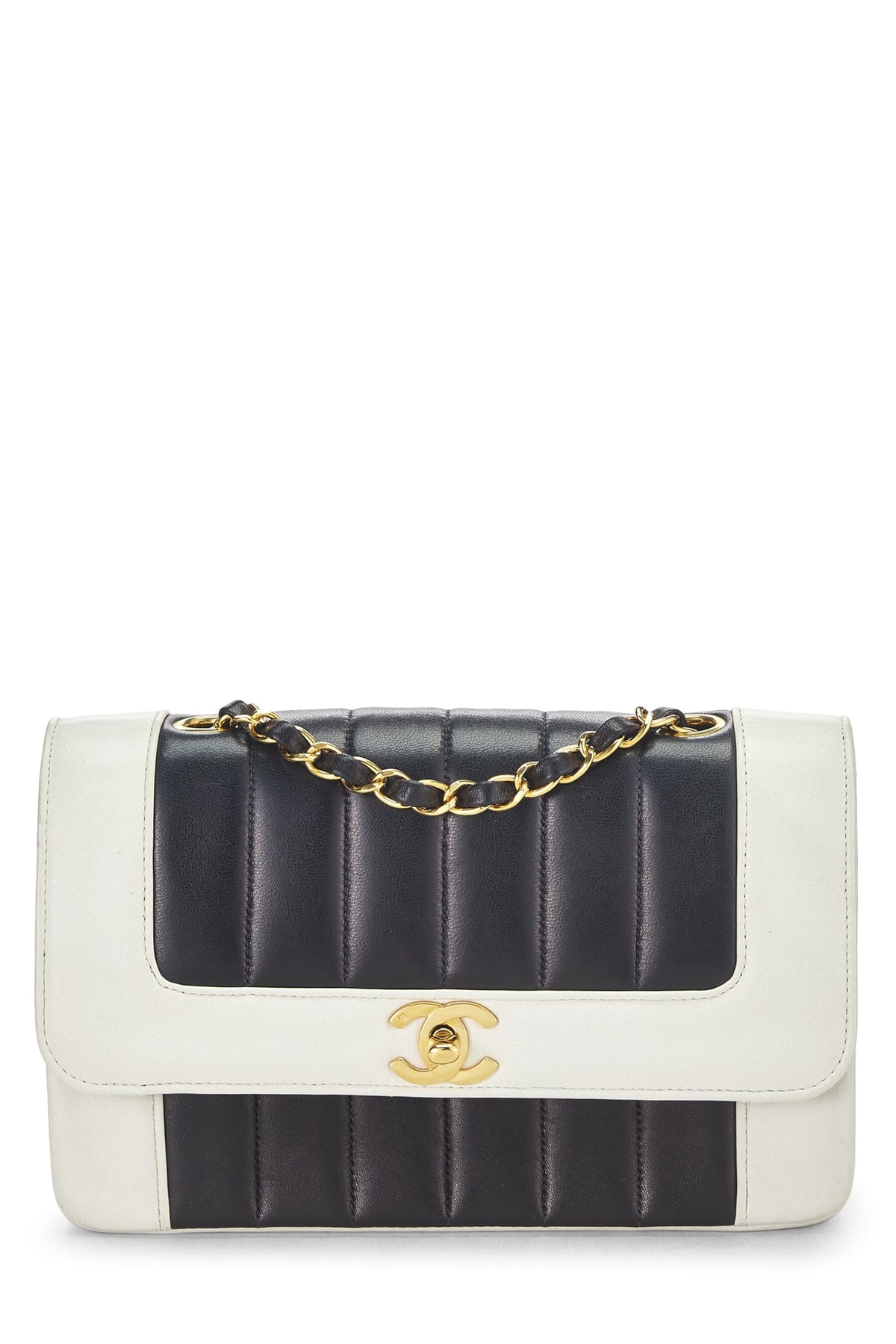 Chanel,  Black Lambskin Vertical Border Half Flap Bag Small, Multi