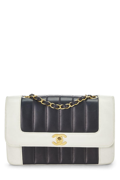 Chanel,  Black Lambskin Vertical Border Half Flap Bag Small, Multi
