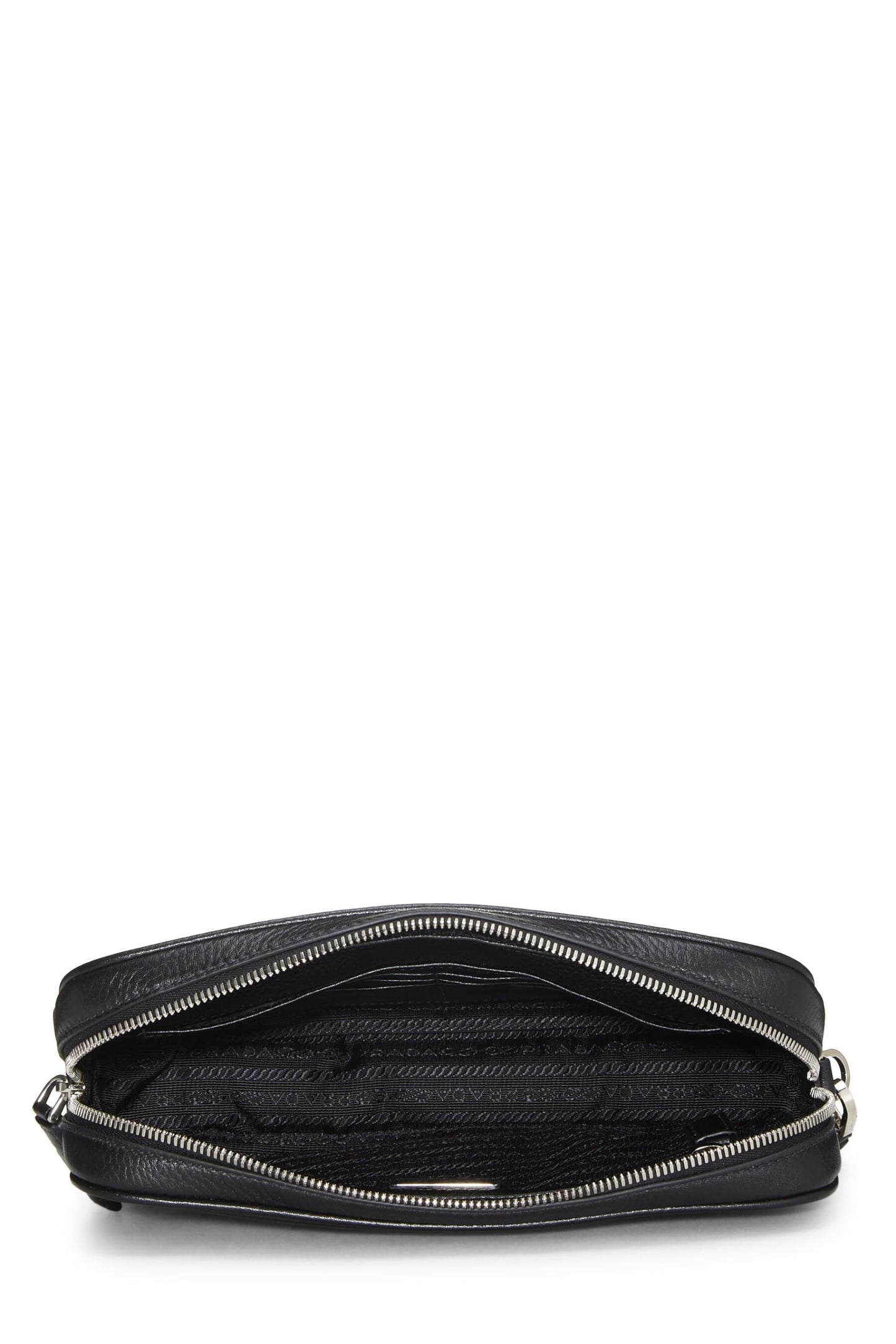 Prada,  Black Vitello Daino Leather Clutch, Black