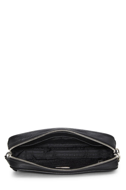 Prada,  Black Vitello Daino Leather Clutch, Black