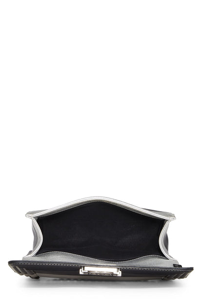 Chanel,  Black & Metallic Silver Bi-Color Calfskin Boy Bag Medium, Multi