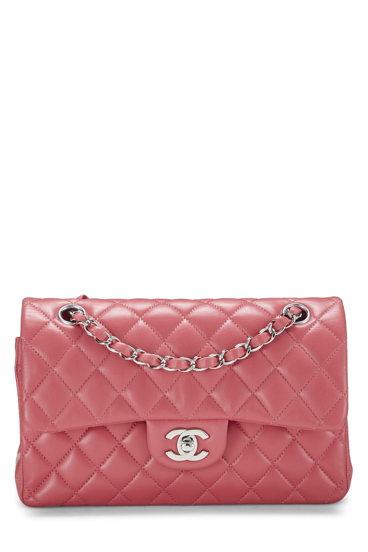 Chanel,  Pink Quilted Lambskin Classic Double Flap Small, Pink