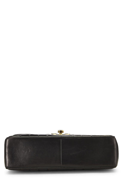 Chanel,  Black Vertical Lambskin Half Flap Jumbo, Black