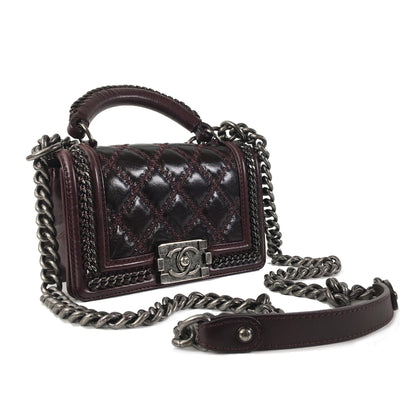 CHANEL Small Calfskin Boy Top Handle Flap Satchel