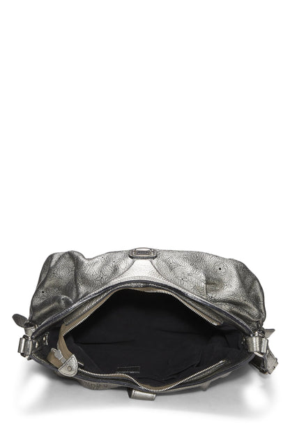 Louis Vuitton,  Silver Monogram Mahina Leather Hobo XS, Silver