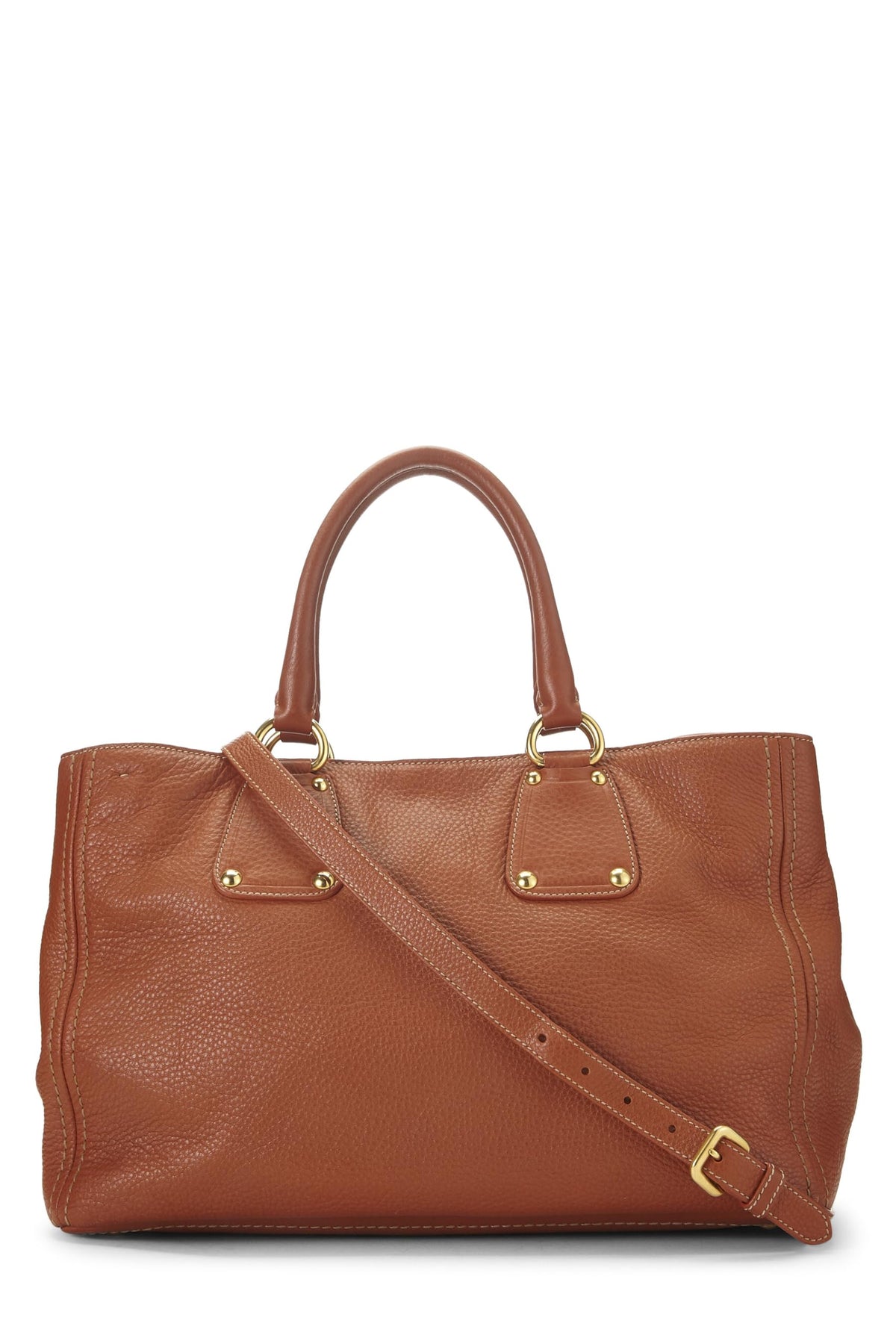 Prada,  Brown Vitello Daino Convertible Open Tote Medium, Brown