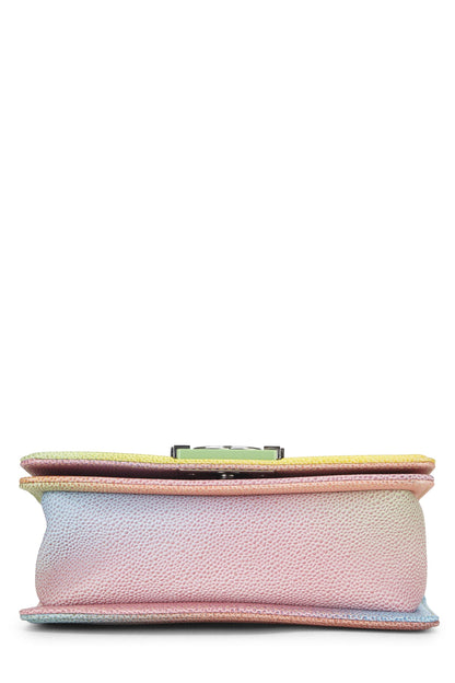 Chanel,  Rainbow Quilted Caviar Boy Bag Small, Green