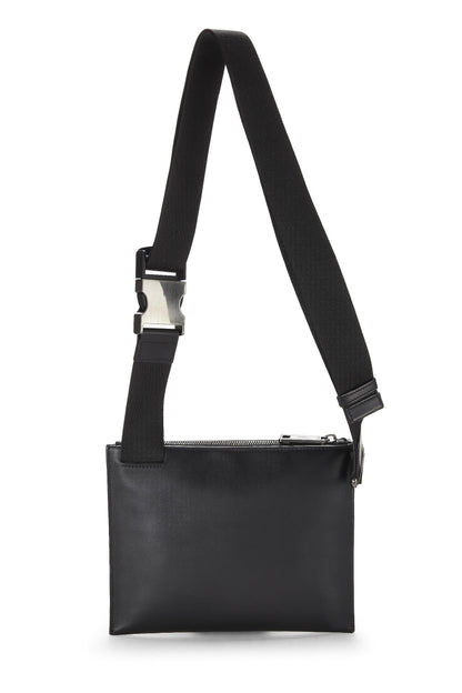 Fendi,  Black Zucca Leather Waist Pouch, Black