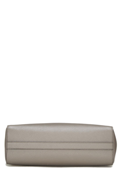 Prada,  Grey Saffiano Convertible Handbag Small, Grey