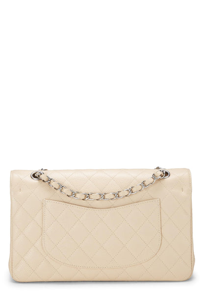 Chanel,  Beige Quilted Caviar Classic Double Flap Medium, Beige