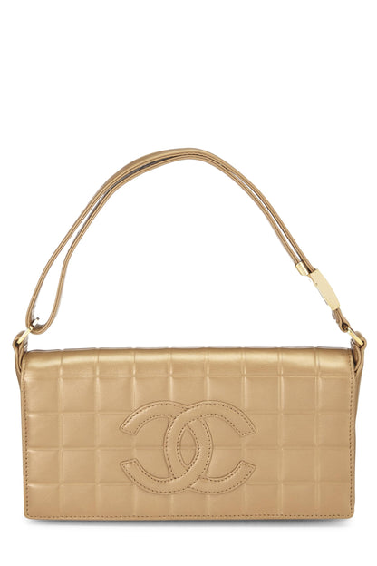 Chanel,  Gold Leather Chocolate Bar Shoulder Bag Medium, Gold