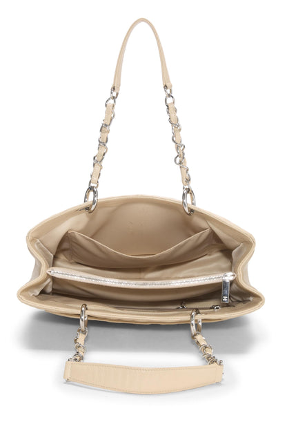 Chanel,  Beige Quilted Caviar Grand Shopping Tote (GST), Beige