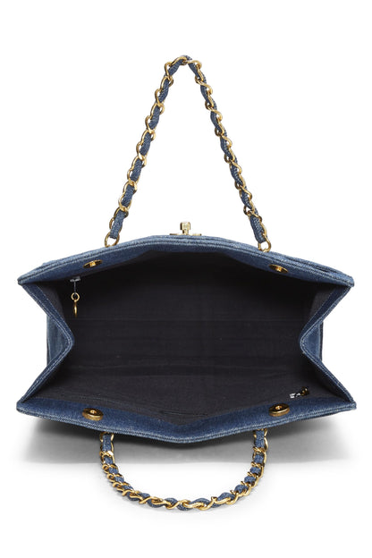 Chanel,  Blue Quilted Denim Tote Medium, Blue