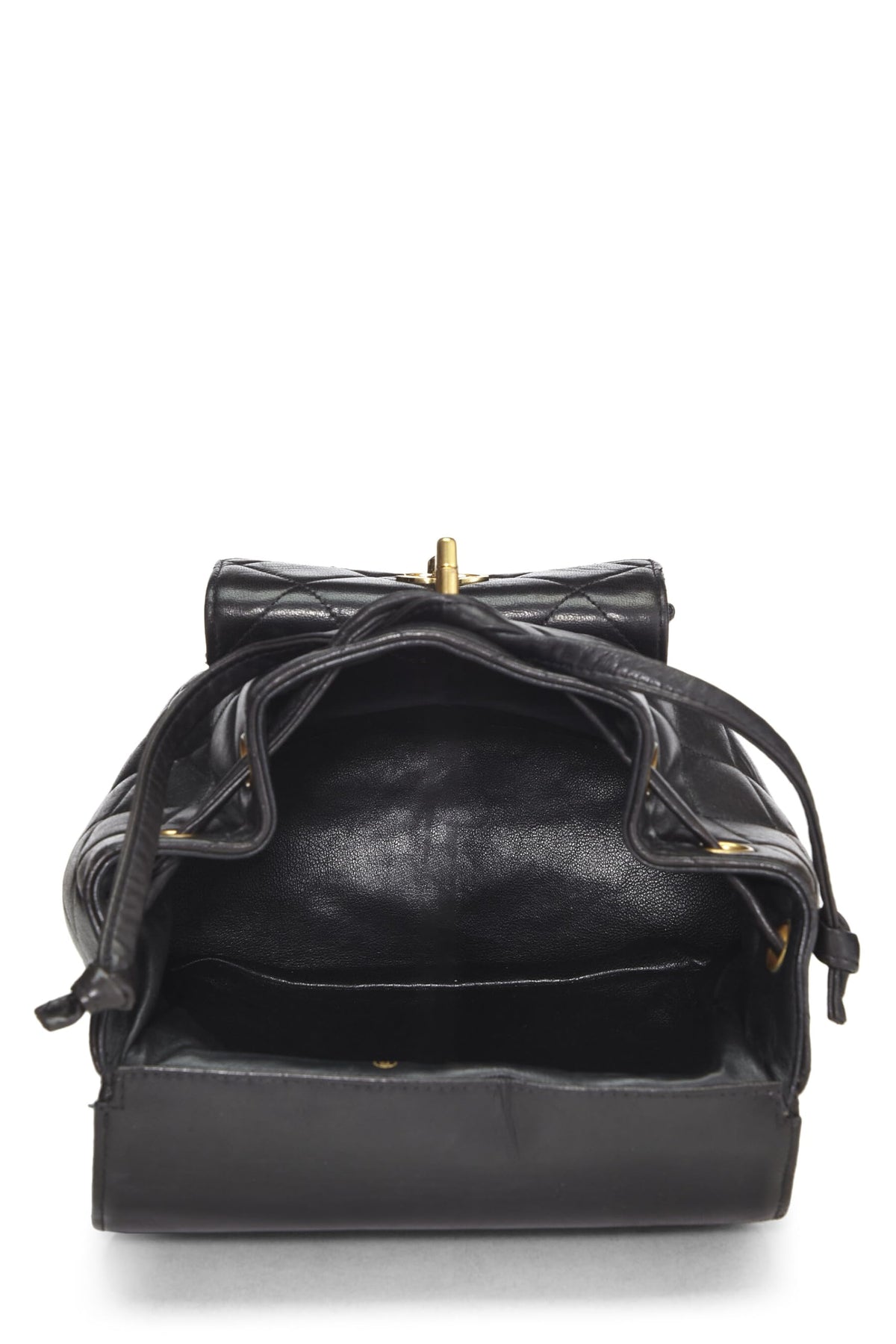 Chanel,  Black Quilted Lambskin Backpack Medium, Black