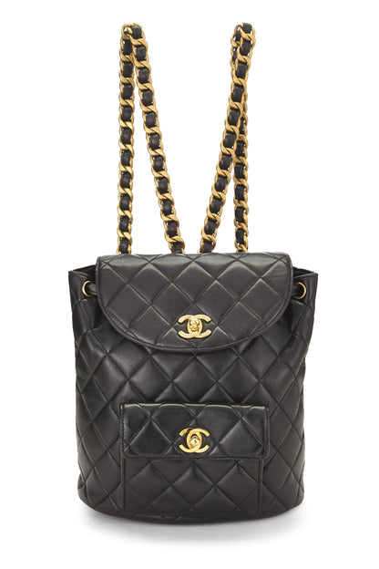 Chanel,  Black Quilted Lambskin 'CC' Classic Backpack Medium, Black