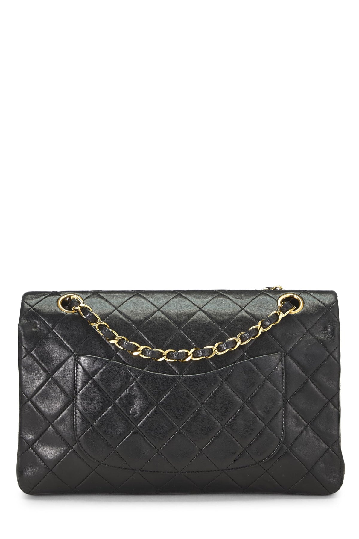 Chanel,  Black Quilted Lambskin Classic Double Flap Medium, Black
