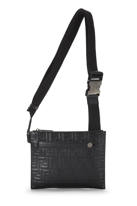 Fendi,  Black Zucca Leather Waist Pouch, Black