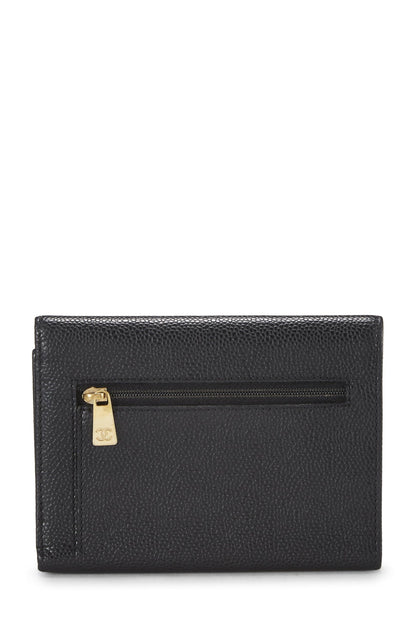 Chanel,  Black Caviar Timeless 'CC' Flap Wallet, Black