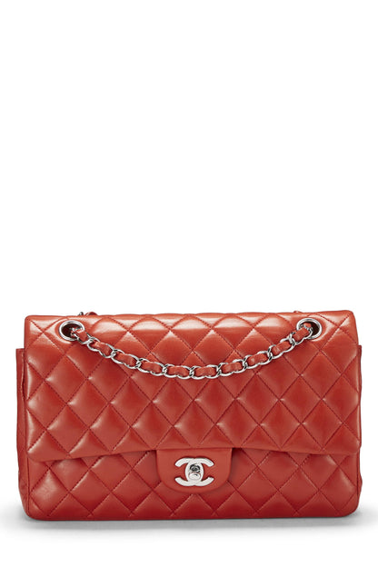 Chanel,  Red Quilted Lambskin Classic Double Flap Medium, Red