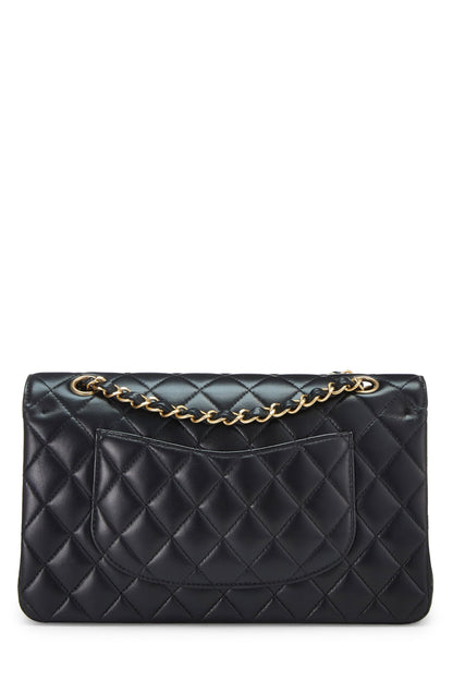 Chanel,  Black Lambskin Lucky Charm Double Flap Medium, Black