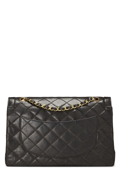 Chanel,  Black Quilted Lambskin Paris Limited Double Flap Medium, Black