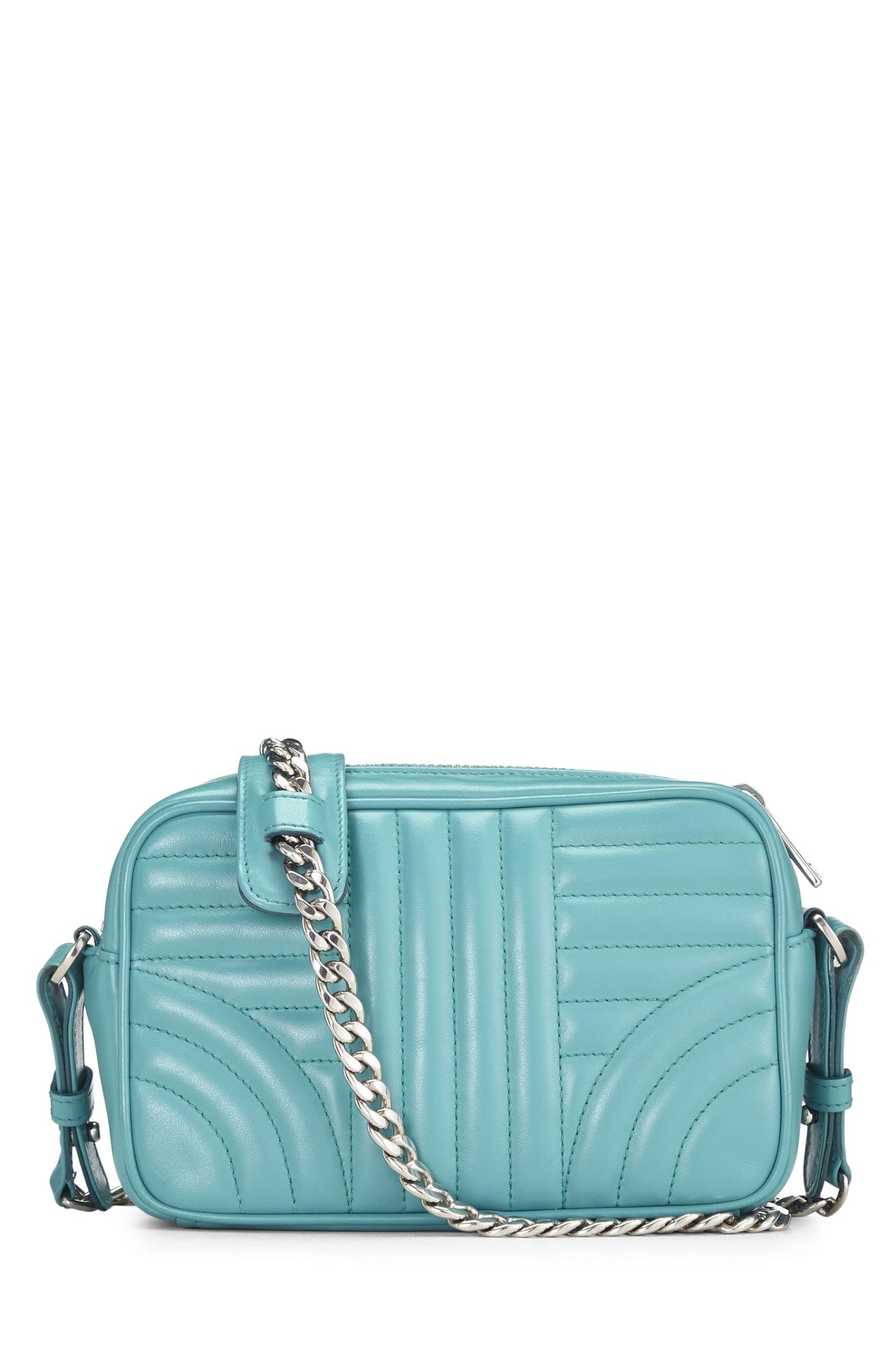 Prada,  Turquoise Calfskin Diagramme Camera Bag Small, Blue