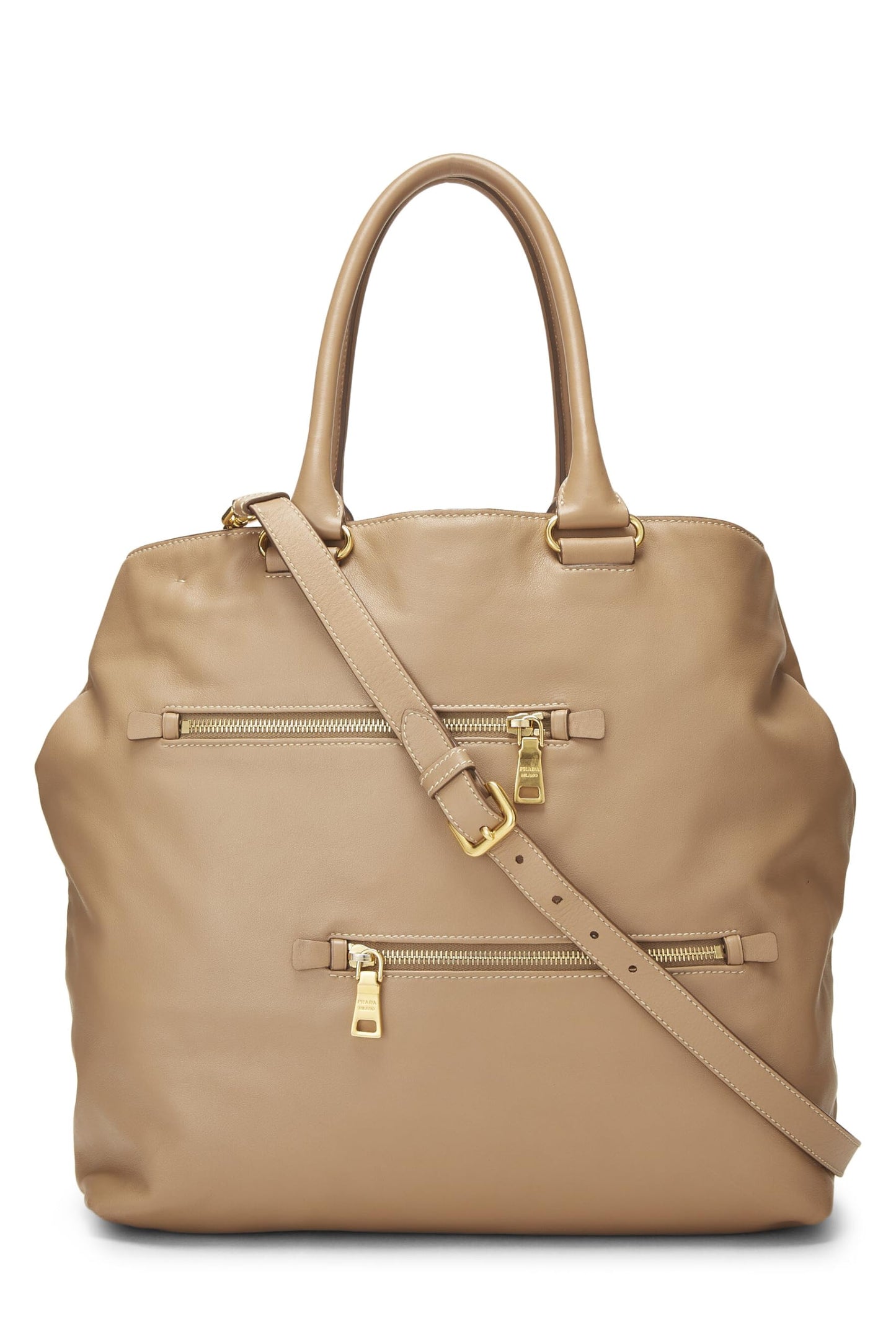 Prada,  Brown Soft Calfskin Tote, Brown