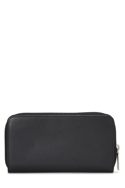 Chanel,  Black 'CC' Caviar Zip Around Wallet, Black