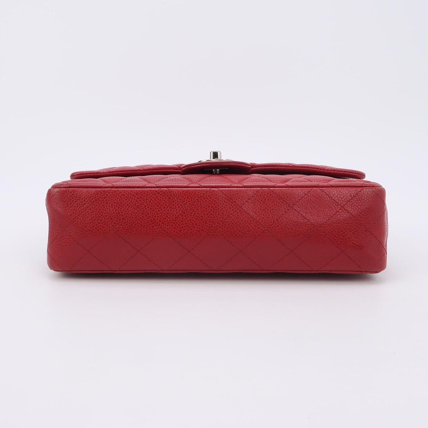 Chanel Timeless Classic Flap Medium Red Caviar Leather Silver Hardware