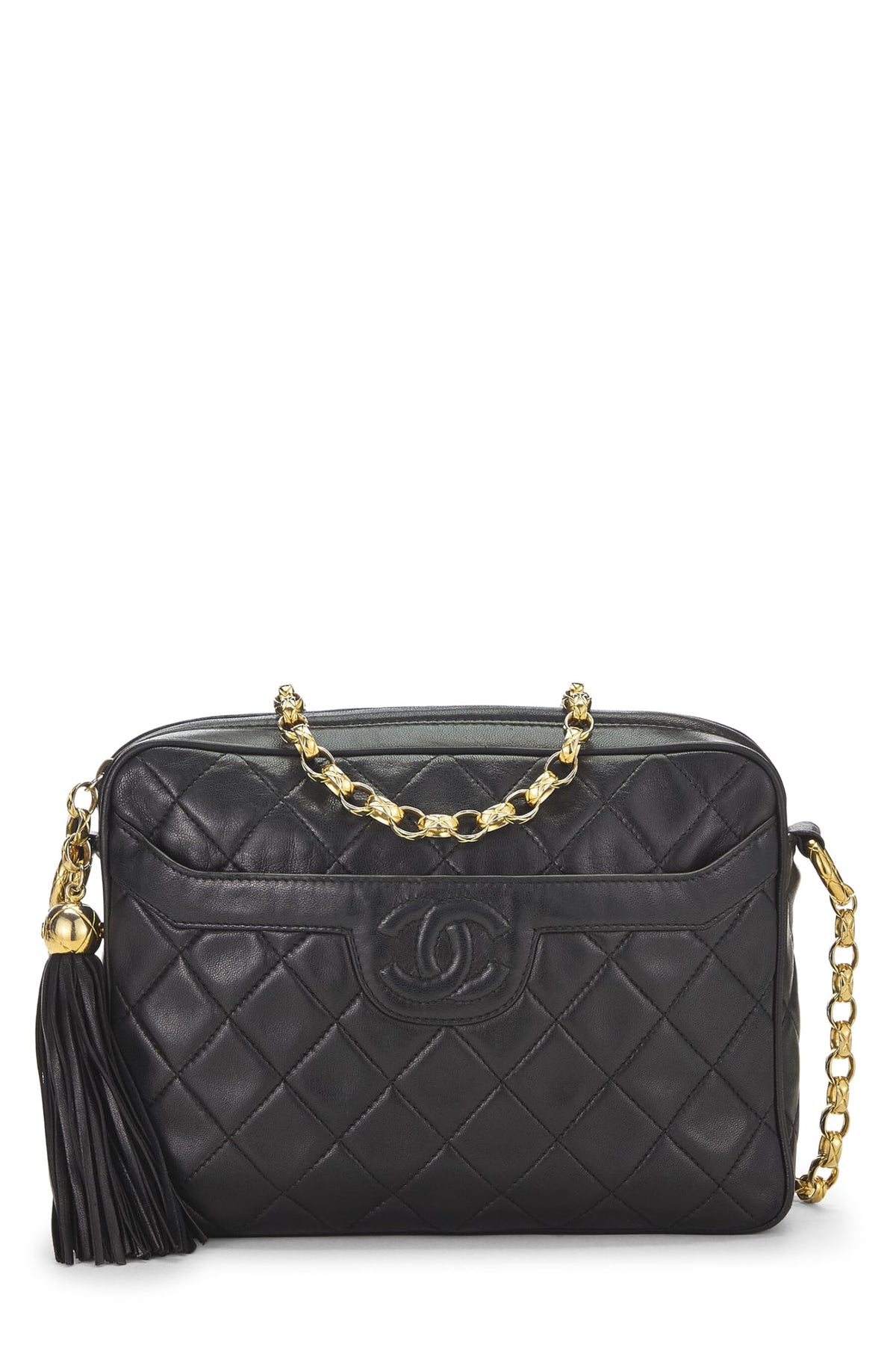 Chanel,  Black Quilted Lambskin Pocket Camera Bag Medium, Black