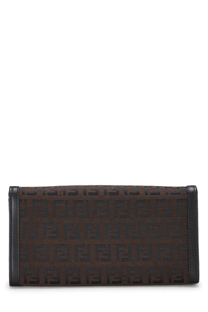 Fendi,  Brown Zucchino Canvas Long Wallet, Brown