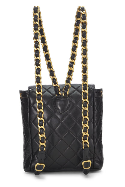 Chanel,  Black Quilted Lambskin Classic Backpack, Black