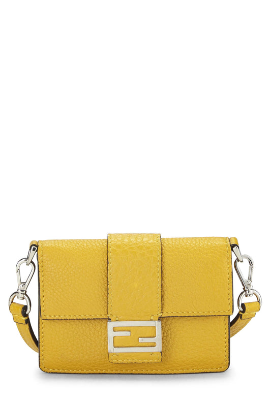 Fendi,  Yellow Calfskin Flat Baguette Micro, Yellow