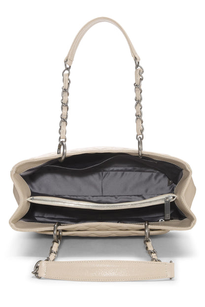Chanel,  Beige Quilted Caviar Grand Shopping Tote (GST), Beige