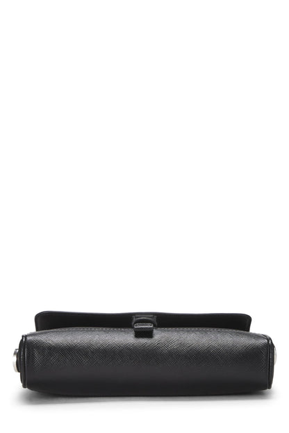 Prada,  Black Saffiano & Tessuto Crossbody, Black