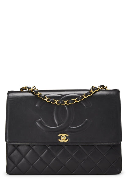 Chanel,  Black Lambskin 'CC' Flap Maxi, Black