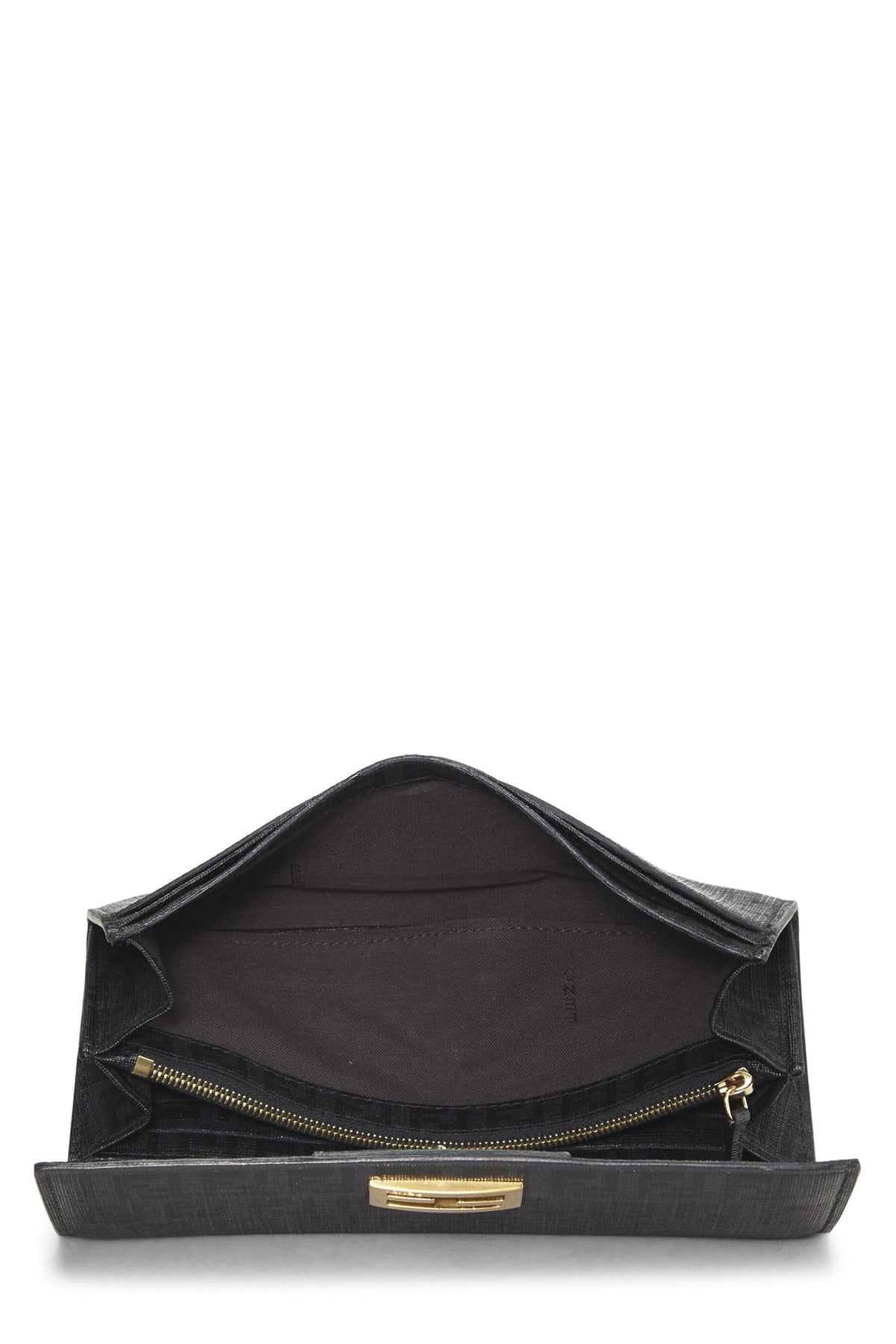 Fendi,  Black Zucchino Coated Canvas Continental Wallet, Black