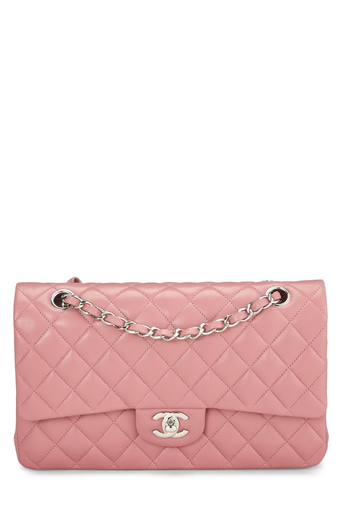 Chanel,  Pink Quilted Lambskin Classic Double Flap Medium, Pink