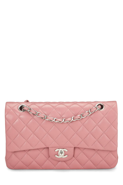 Chanel,  Pink Quilted Lambskin Classic Double Flap Medium, Pink