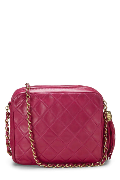 Chanel,  Pink Lambskin Diagonal Camera Bag Small, Pink