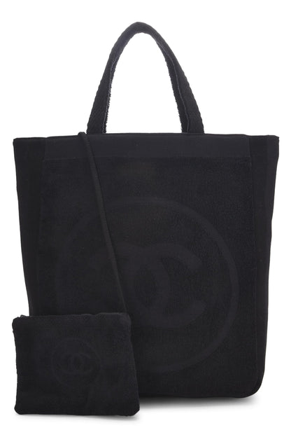 Chanel,  Black Terry Cloth 'CC' Beach Set, Black