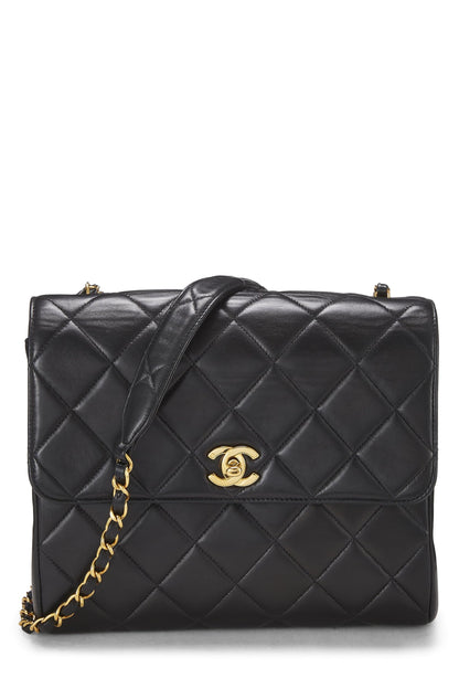 Chanel,  Black Quilted Lambskin 'CC' Square Shoulder Bag, Black