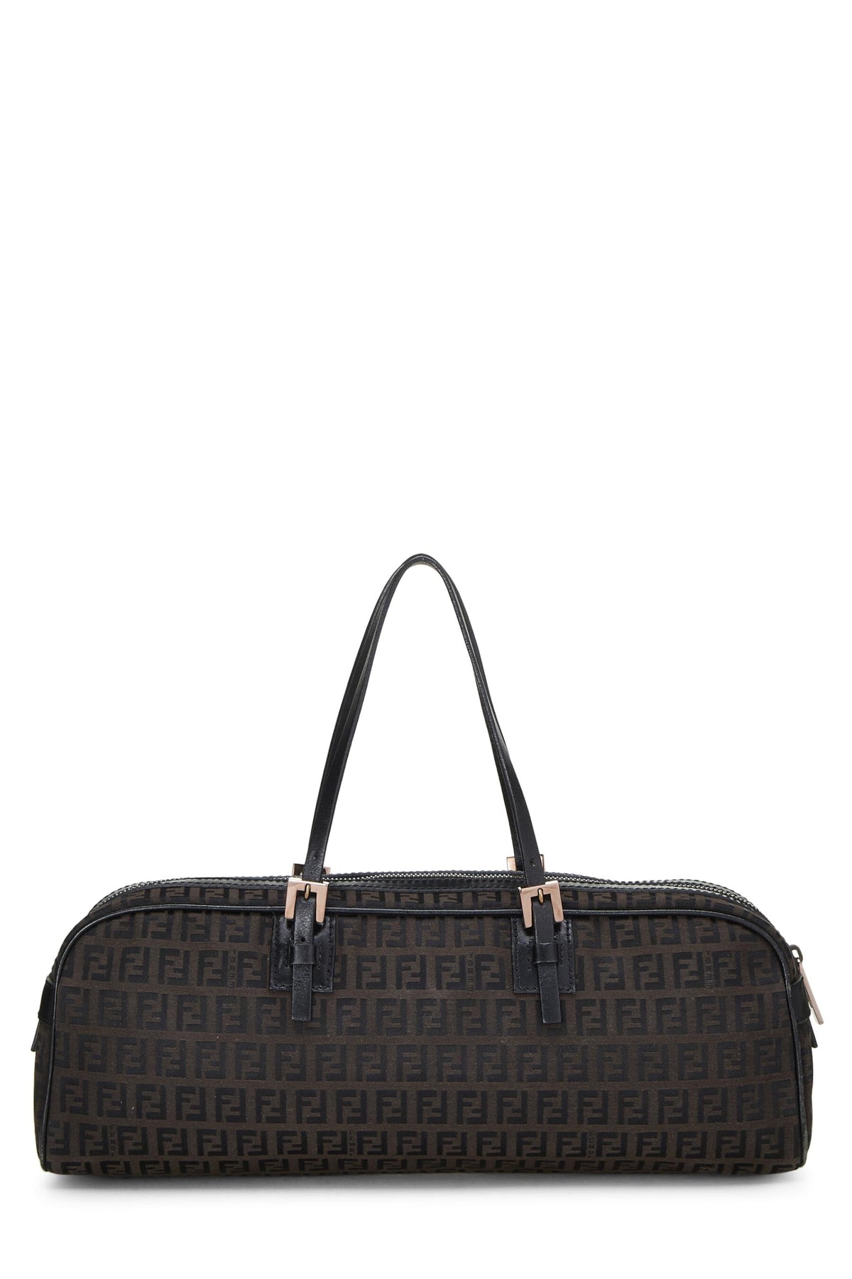 Fendi,  Black Zucchino Boston Bag Long, Black