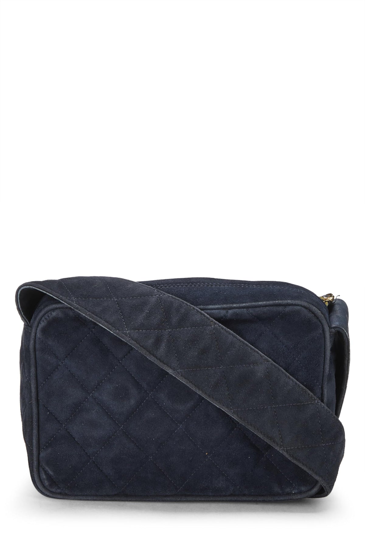 Chanel,  Navy Suede Diamond 'CC' Camera Bag Mini, Navy