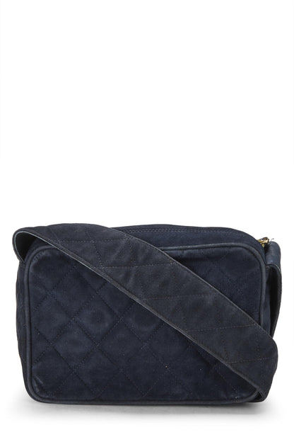 Chanel,  Navy Suede Diamond 'CC' Camera Bag Mini, Navy