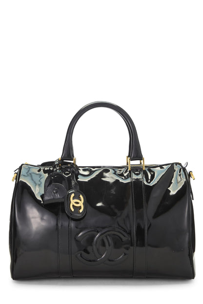 Chanel,  Black Patent Leather Boston, Black